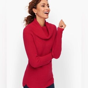 Talbots New w Tag Red Speckled Modal/Cotton Cowl Neck Sweater. XS